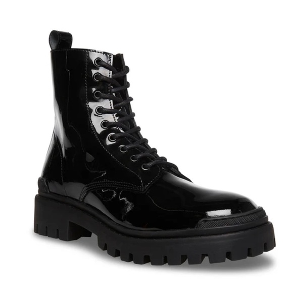 Steve Madden | Shoes | Steve Madden Mens Halen 2 Black Patent Combat ...